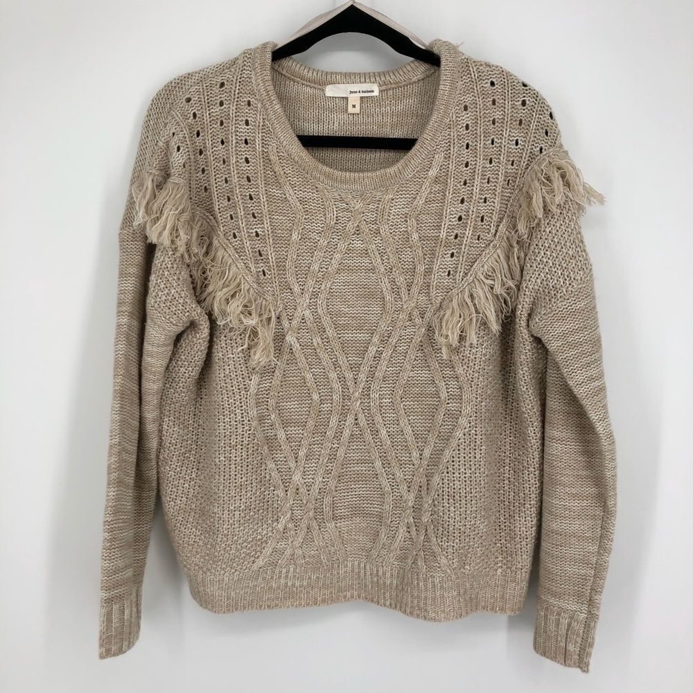 JUNE & HUDSON Western Fringe Sweater‎